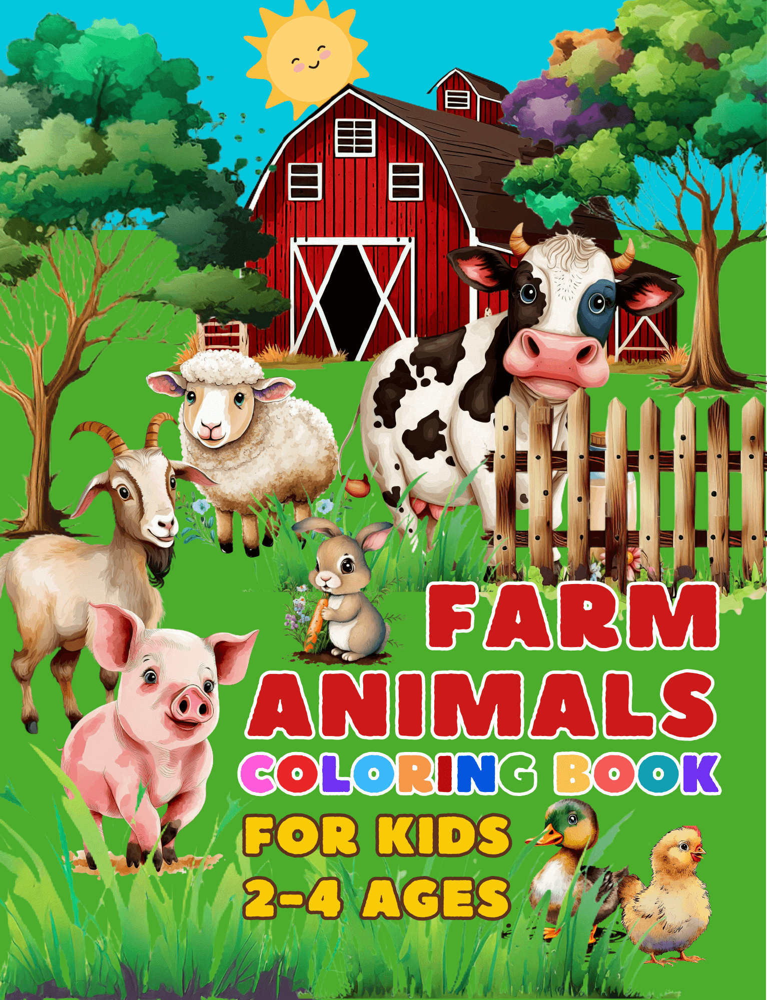 Farm Animals Coloring Book For Kids 2-4 Ages