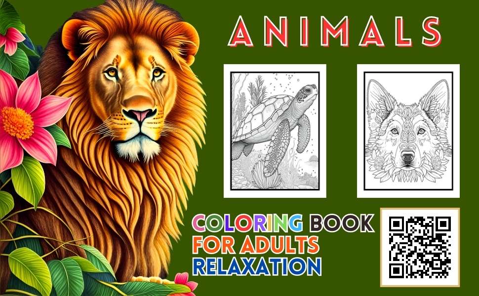 Animals Coloring Book For Adults Relaxation